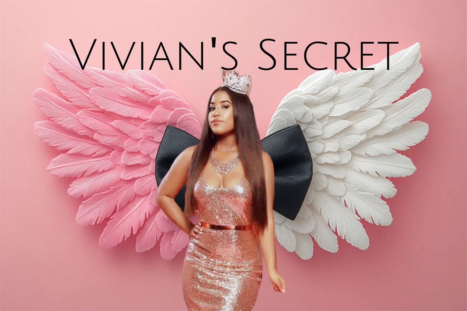 Personalized Backdrops For Birthday Diva Style Pink Wings Backdrop CSH4-15