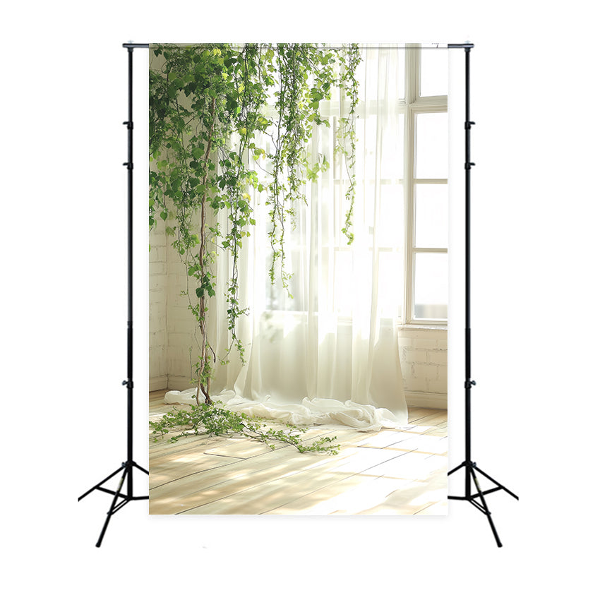 Portrait Studio Backdrops Green Vines Soft Curtain Backdrop CSH4-184
