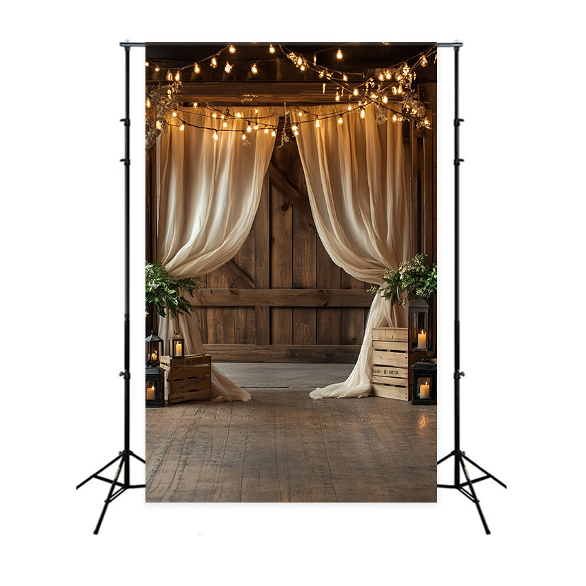 Barnwood Backdrop Wooden Drapes Candles Backdrop CSH4-205