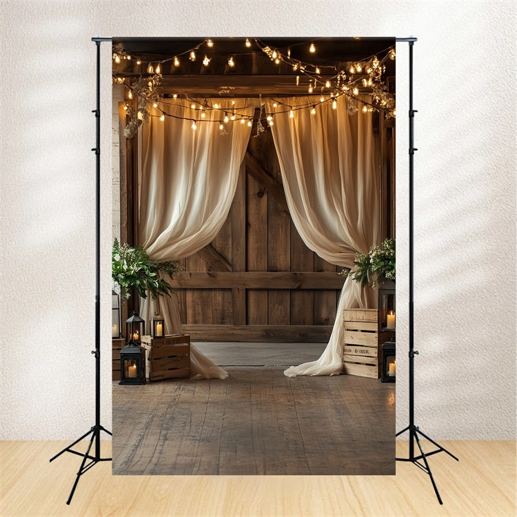 Barnwood Backdrop Wooden Drapes Candles Backdrop CSH4-205