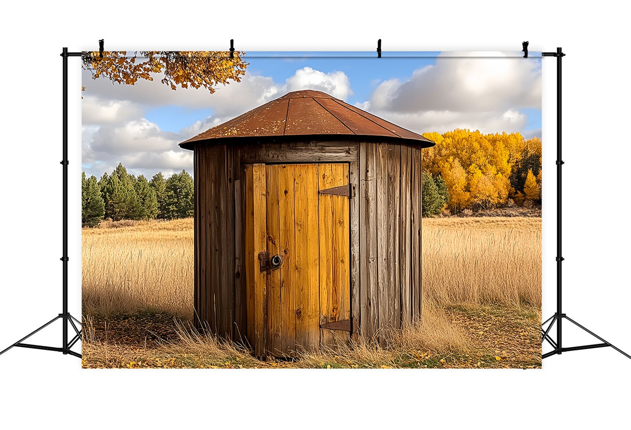 Wooden Barn Backdrop Countryside Autumn Round Backdrop CSH4-208