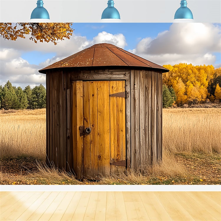 Wooden Barn Backdrop Countryside Autumn Round Backdrop CSH4-208