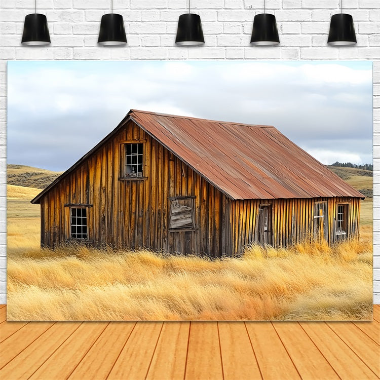 Barn Backdrops Weathered Farmhouse Rustic Landscape Backdrop CSH4-209