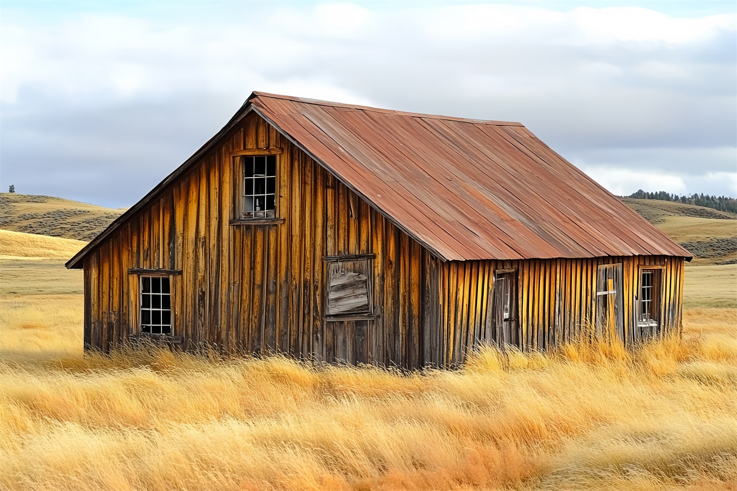 Barn Backdrops Weathered Farmhouse Rustic Landscape Backdrop CSH4-209