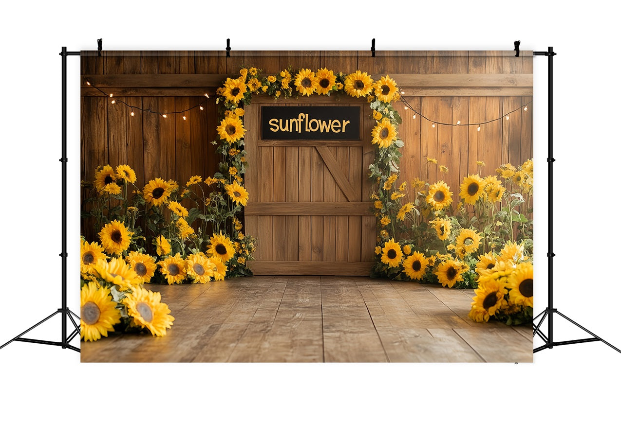 Wooden Barn Backdrop Farmhouse Sunflower Decor Backdrop CSH4-210