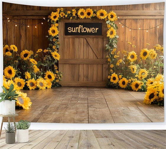 Wooden Barn Backdrop Farmhouse Sunflower Decor Backdrop CSH4-210
