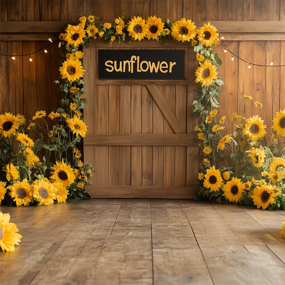Wooden Barn Backdrop Farmhouse Sunflower Decor Backdrop CSH4-210