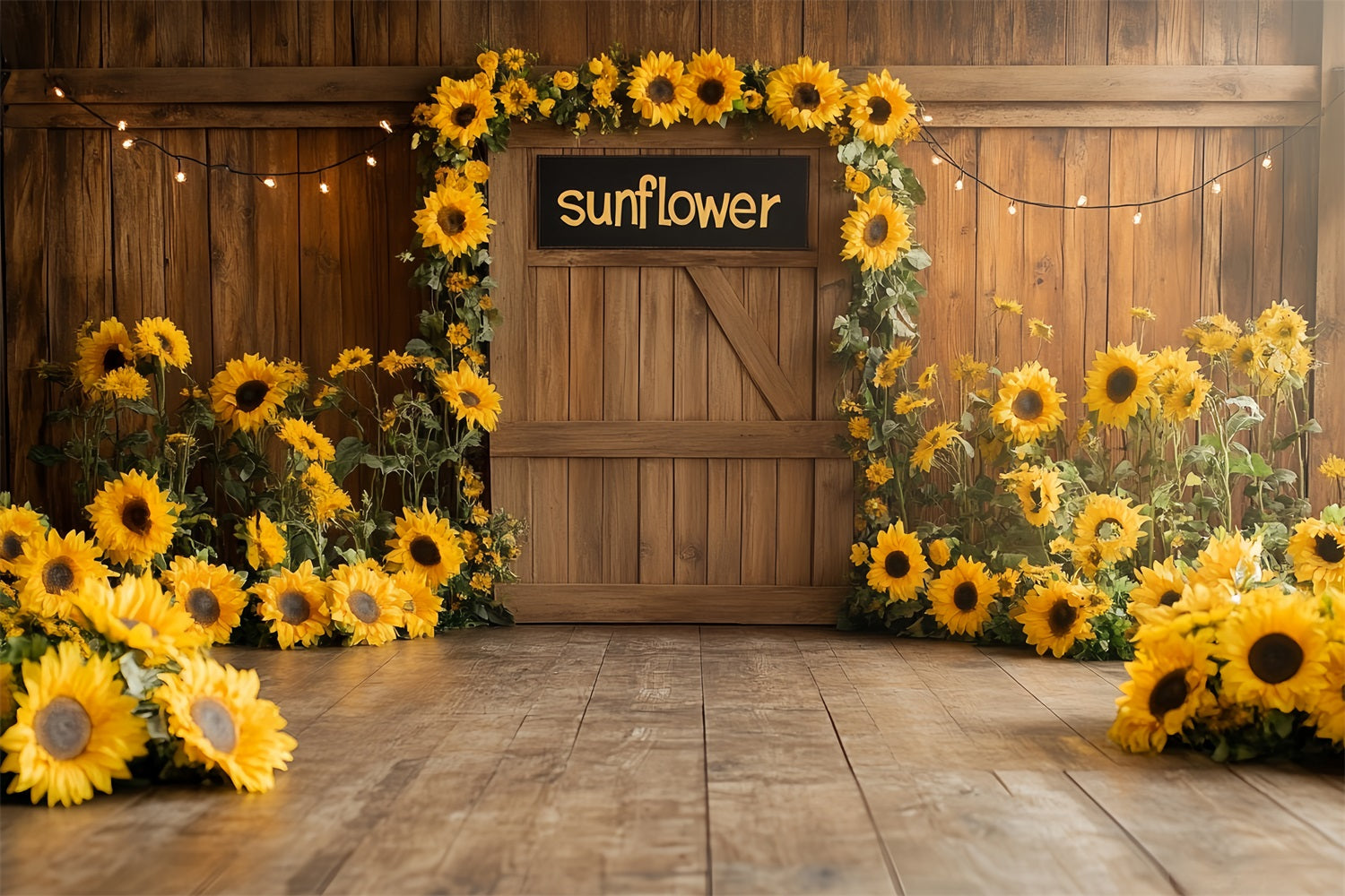Wooden Barn Backdrop Farmhouse Sunflower Decor Backdrop CSH4-210