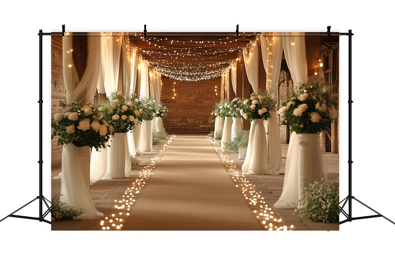Boho Backdrops Barn Wedding Hallway Lighted Backdrop CSH4-215