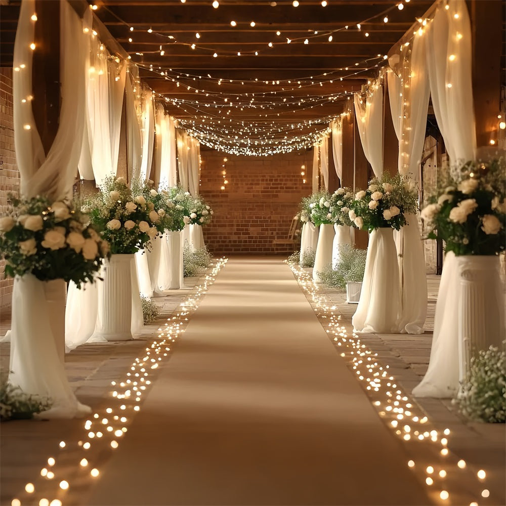 Boho Backdrops Barn Wedding Hallway Lighted Backdrop CSH4-215