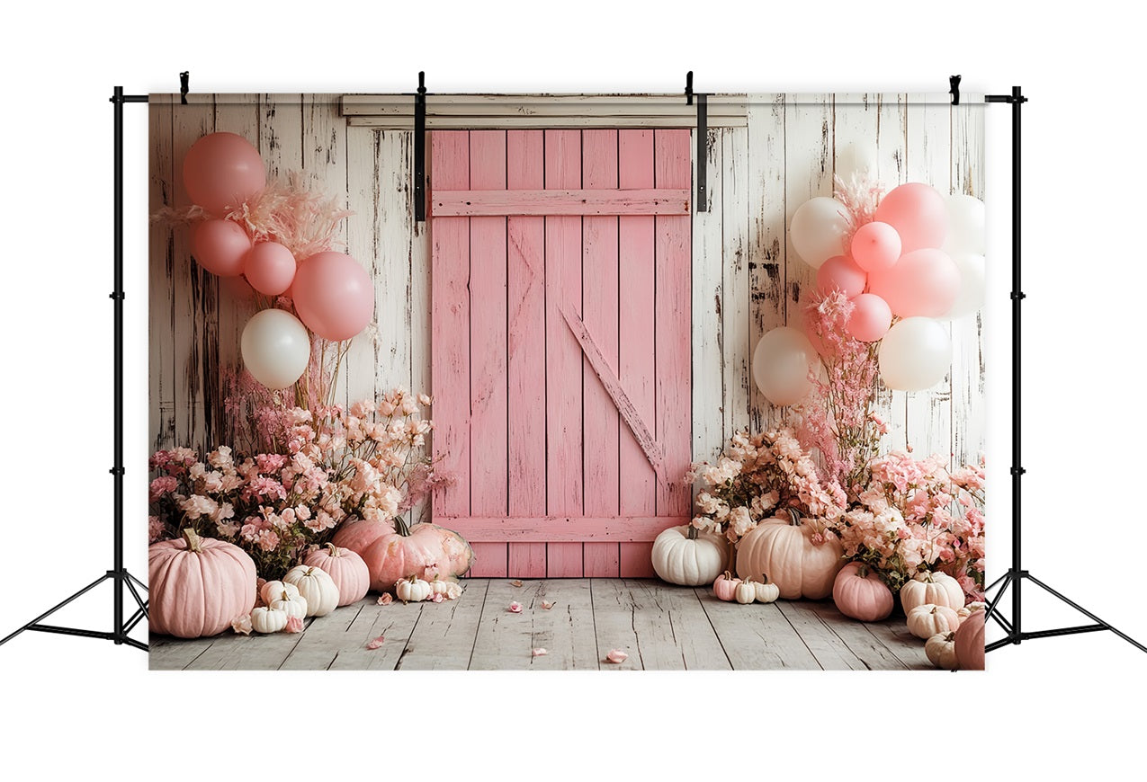 Barn Photo Backdrop Pastel Pumpkin Floral Backdrop CSH4-222