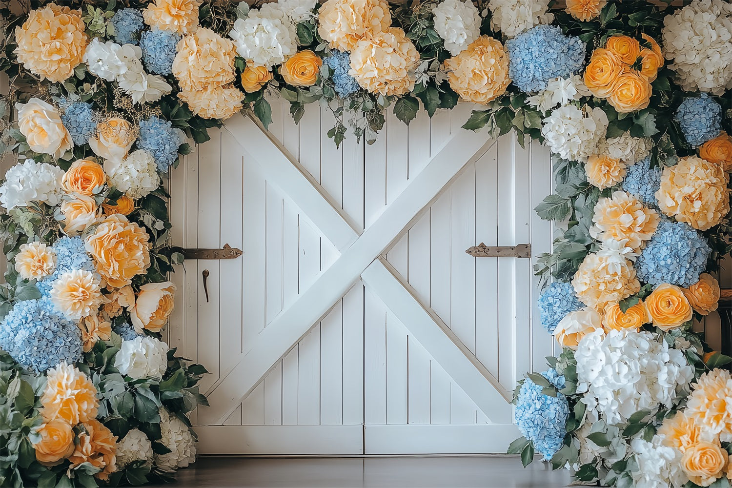 Barn Door Backdrops Flowers Door Decor Backdrop CSH4-228