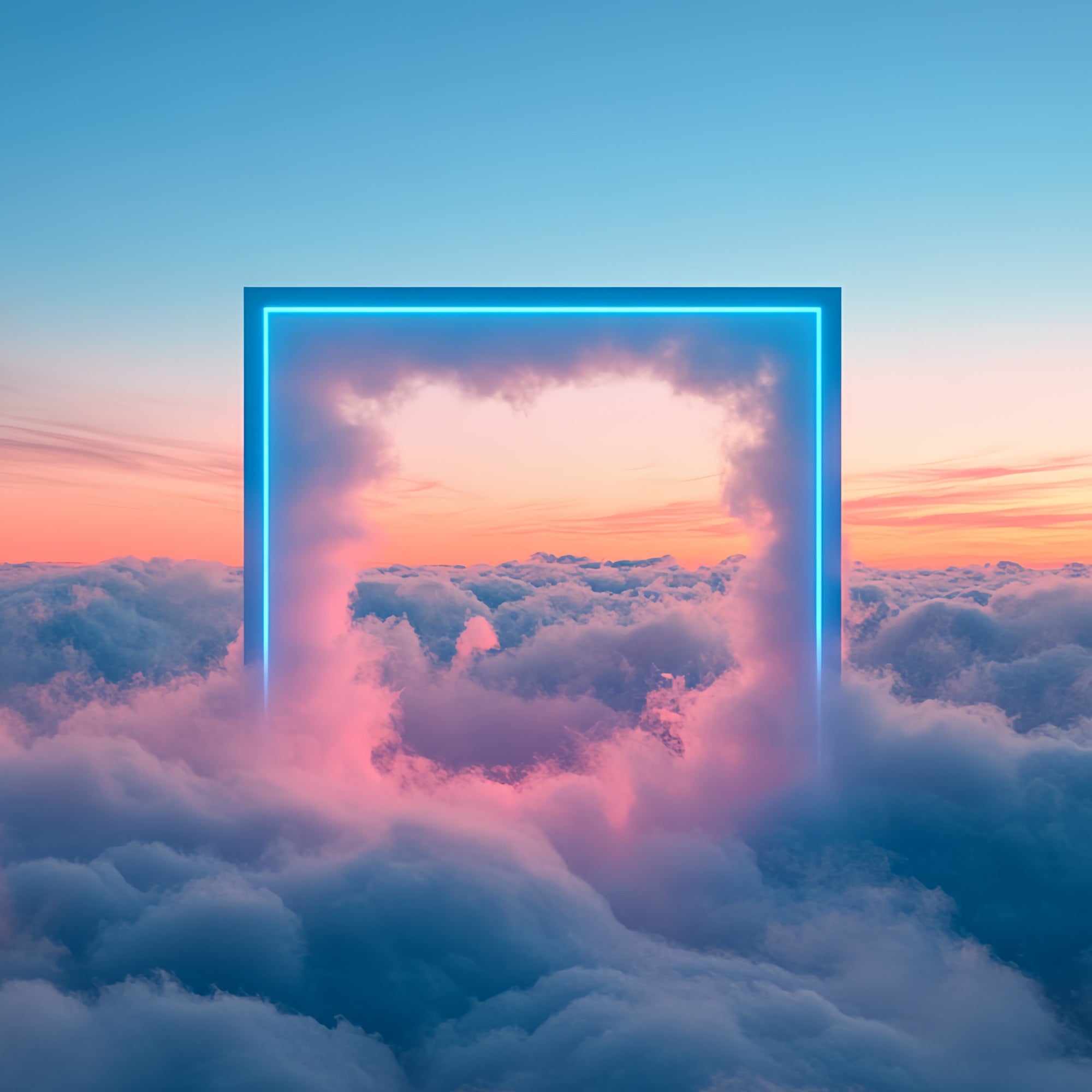 Clouds Photography Backdrop Dreamy Skies Neon Frame Backdrop CSH4-240