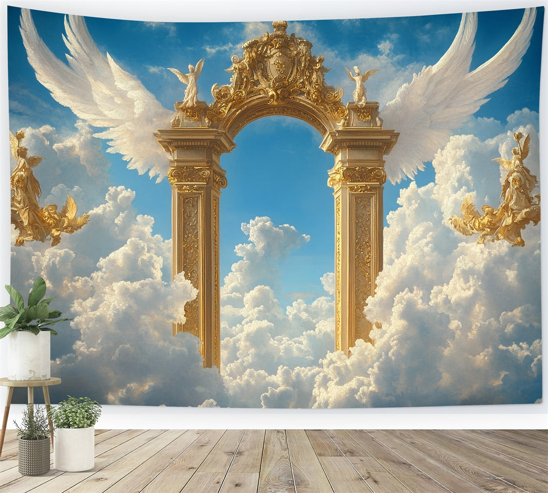Sky Backdrop Clouds Heaven Gate Angel Wing Backdrop CSH4-243