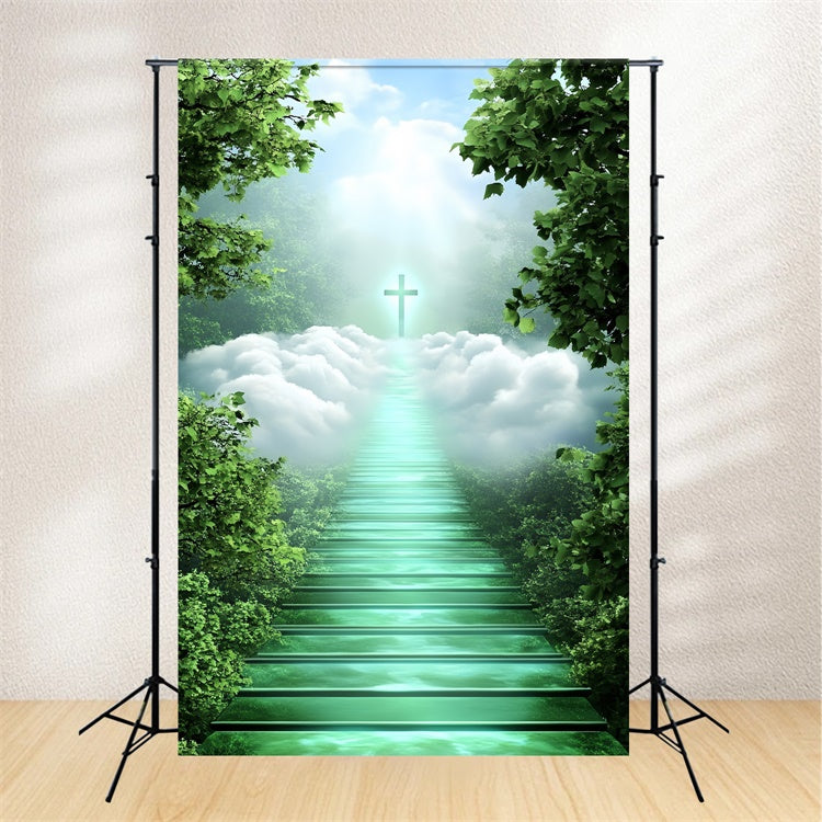 Clouds Photo Backdrop Peaceful Forest Cross Trail Backdrop CSH4-250