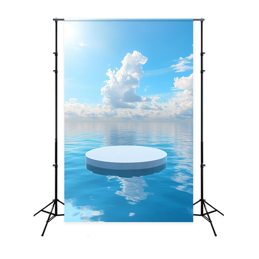 Ocean And Sky Backdrop Blue Sky Serene Water Backdrop CSH4-253
