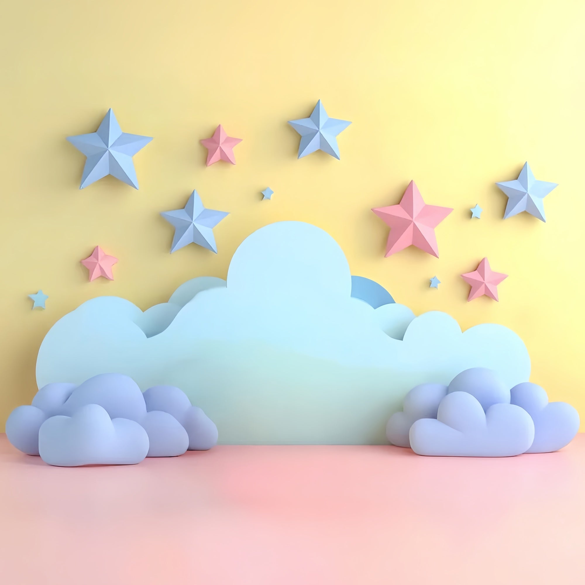 Clouds Photo Backdrop Soft Cloud Cartoon Stars Backdrop CSH4-257