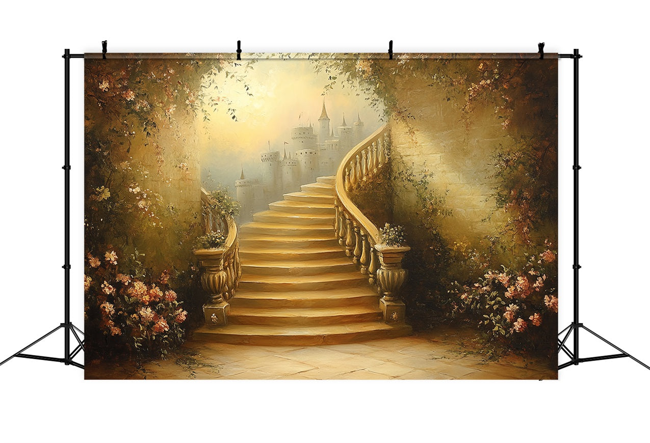 Vintage Backdrop Ideas Castle Twisting Staircase Backdrop CSH4-274
