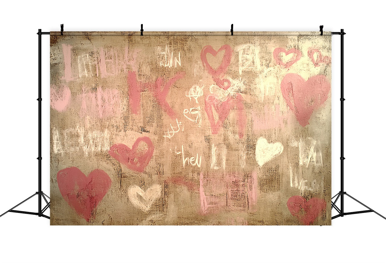 Vintage Wall Backdrop Graffiti Heart Pattern Backdrop CSH4-276