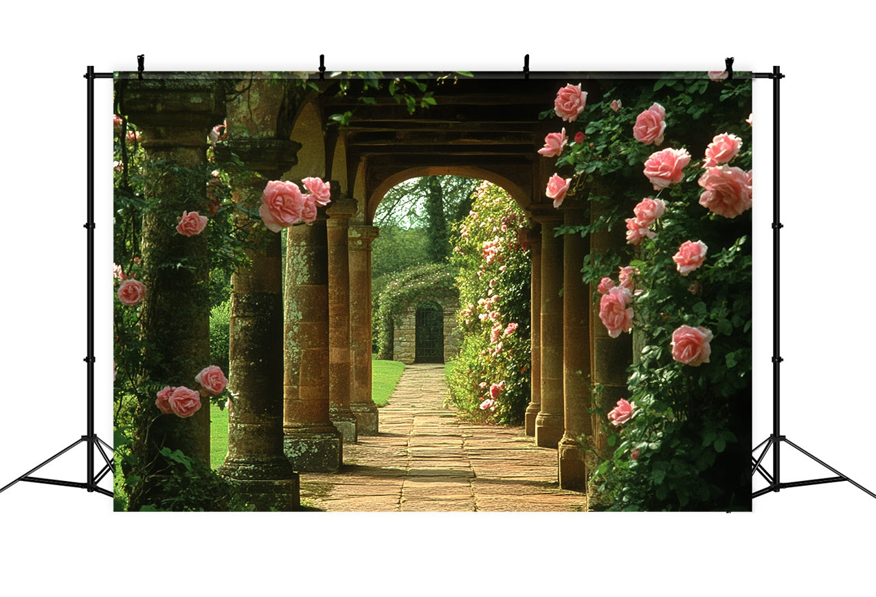 Vintage Backdrop Rose Climbing Arch Corridor Backdrop CSH4-277