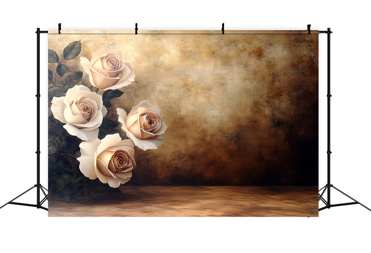 Vintage Photography Backdrops Golden Wall Roses Backdrop CSH4-280