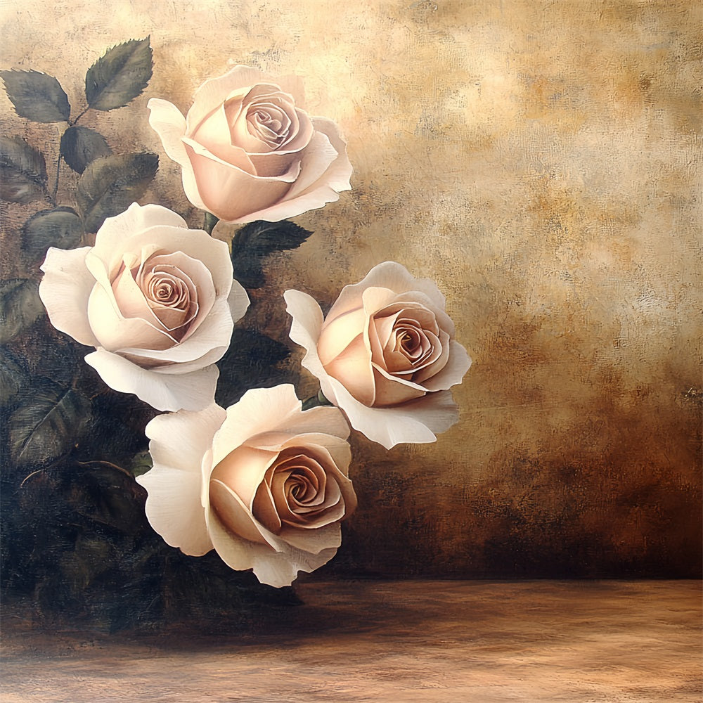 Vintage Photography Backdrops Golden Wall Roses Backdrop CSH4-280
