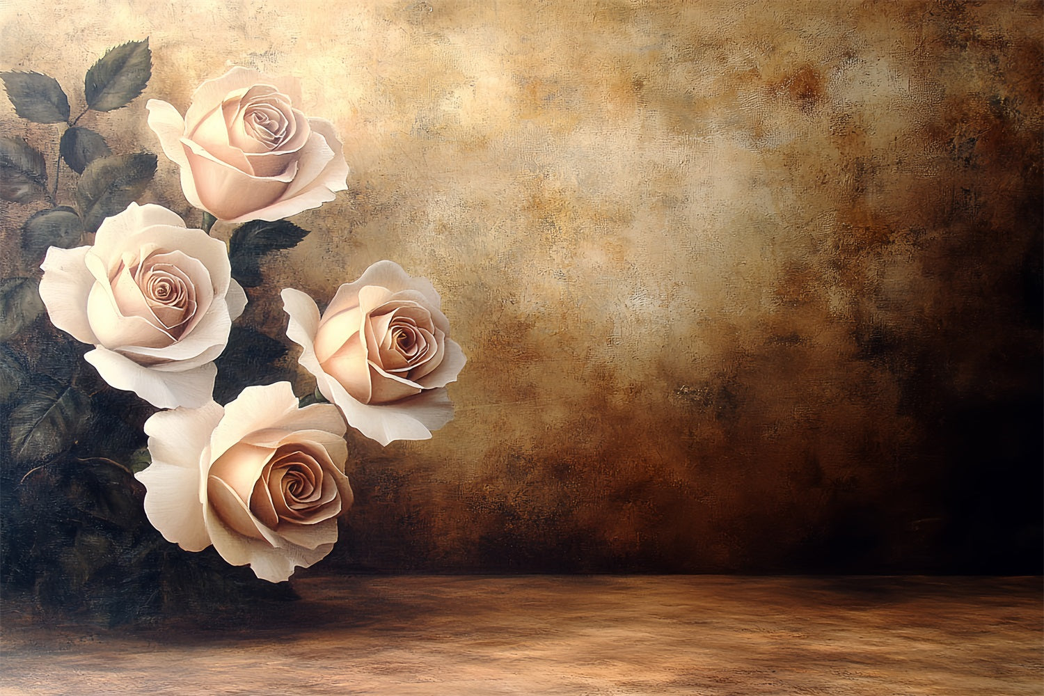 Vintage Photography Backdrops Golden Wall Roses Backdrop CSH4-280