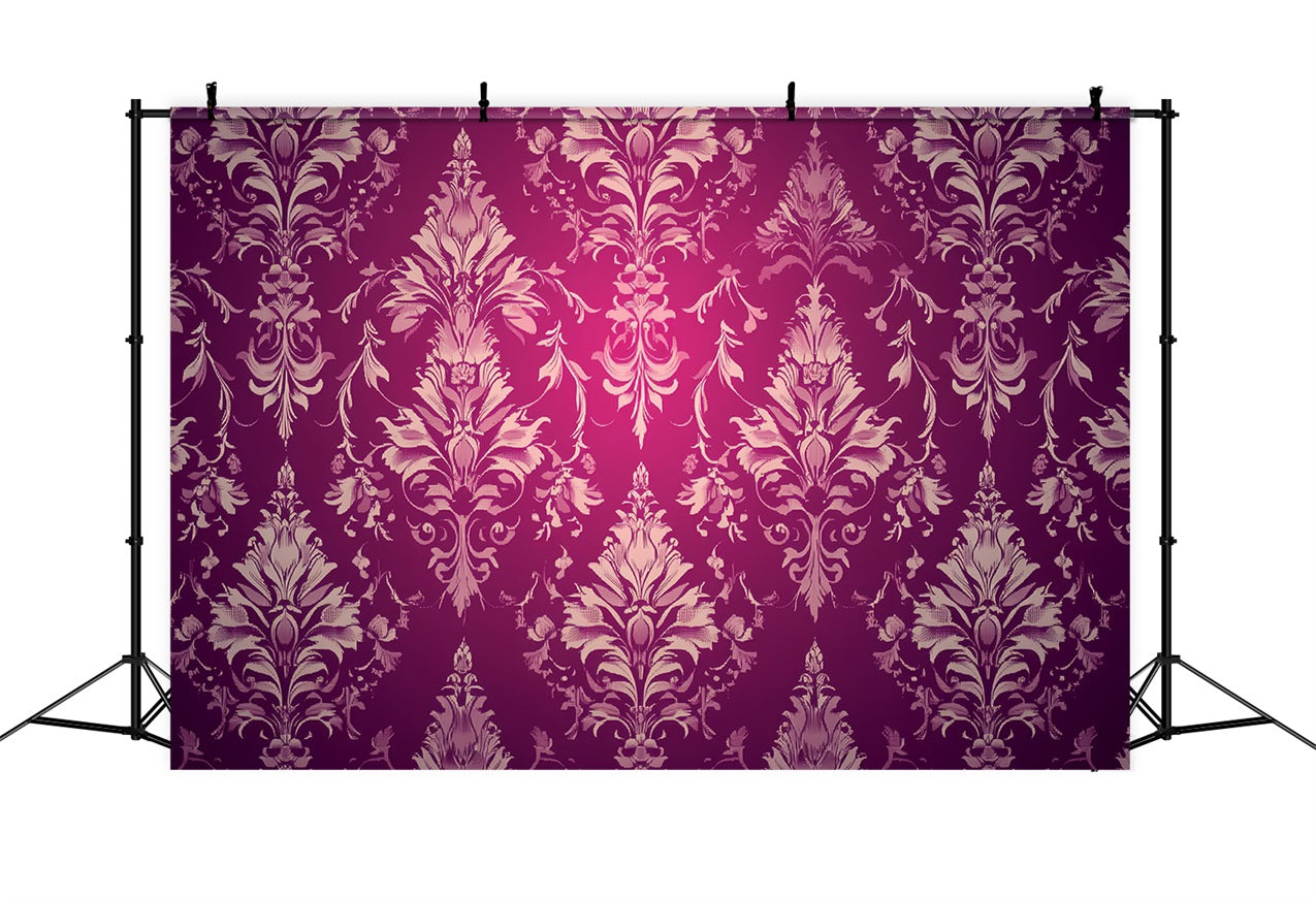 Backdrop Vintage Burgundy Damask Floral Pattern Backdrop CSH4-282