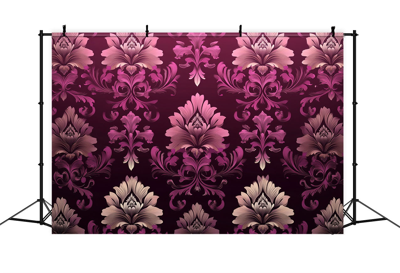 Classic Photo Backdrop Pink Floral Damask Backdrop CSH4-283