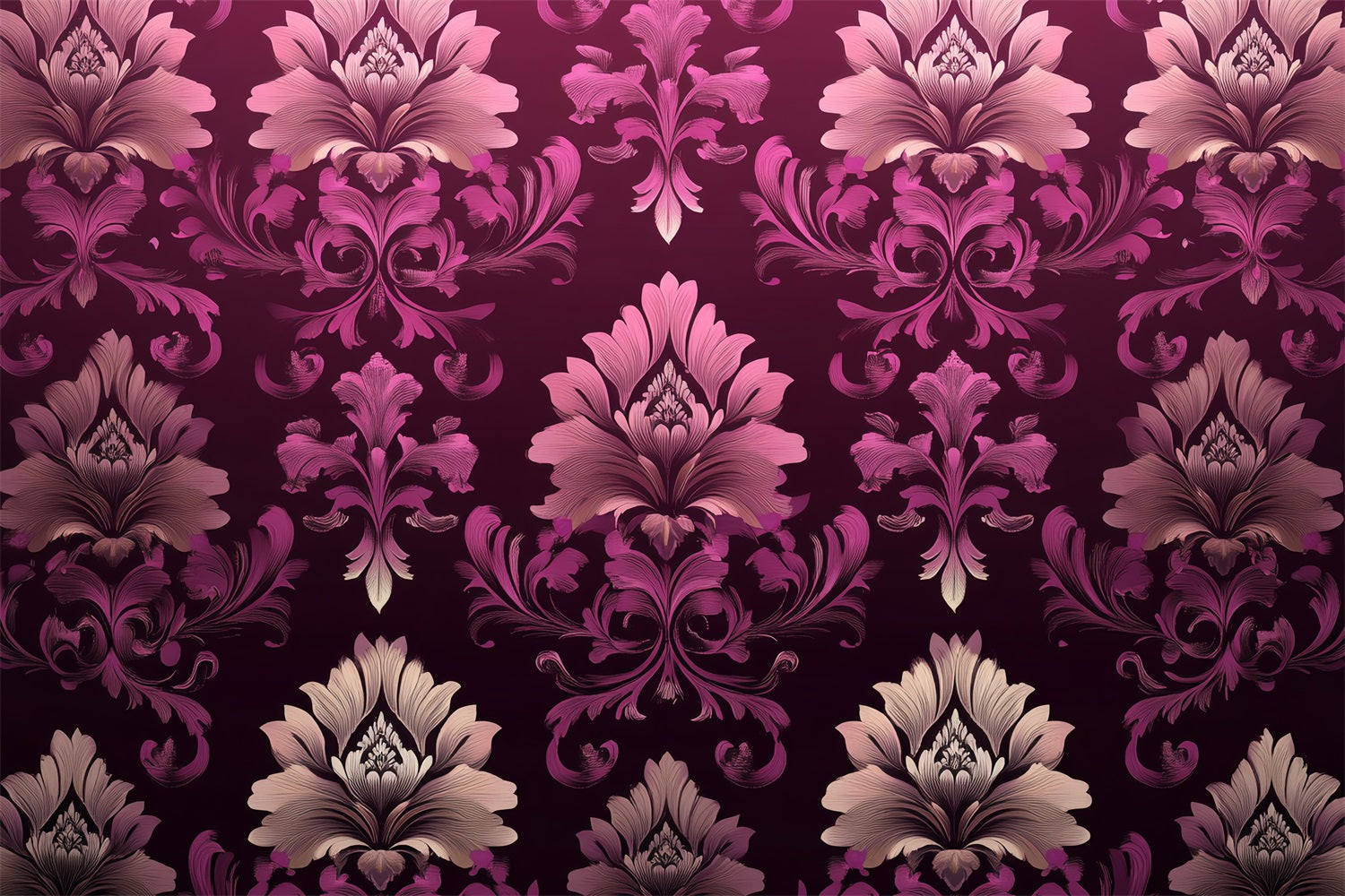 Classic Photo Backdrop Pink Floral Damask Backdrop CSH4-283