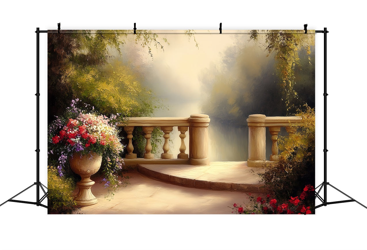 Vintage Backdrop Photography Garden Terrace Floral Backdrop CSH4-286