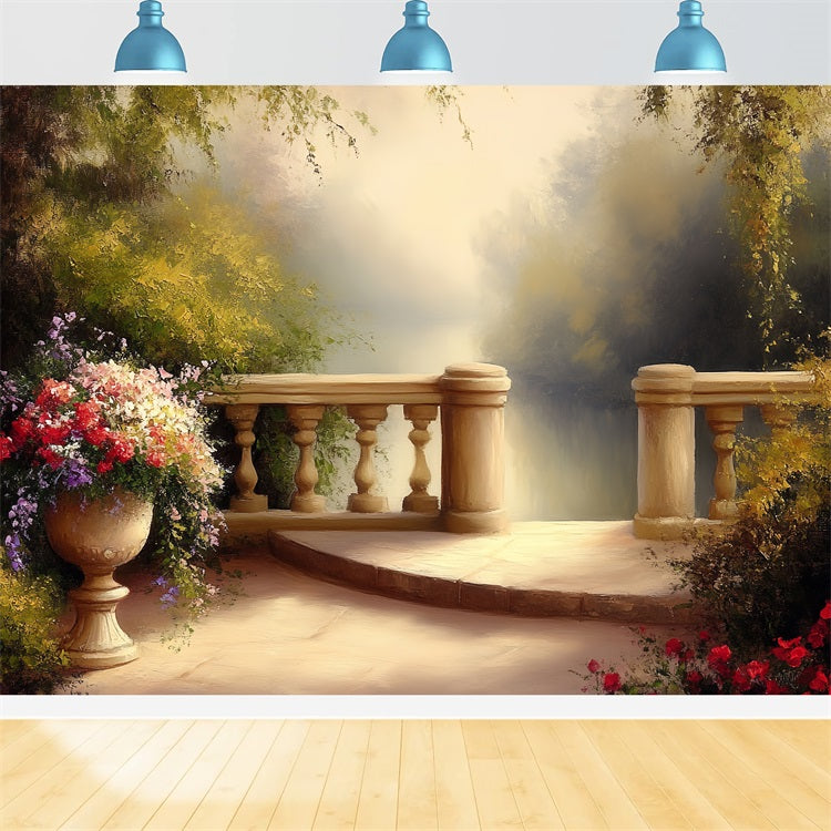 Vintage Backdrop Photography Garden Terrace Floral Backdrop CSH4-286