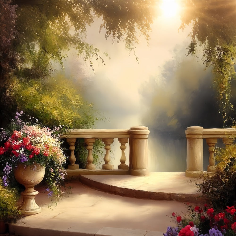 Vintage Backdrop Photography Garden Terrace Floral Backdrop CSH4-286