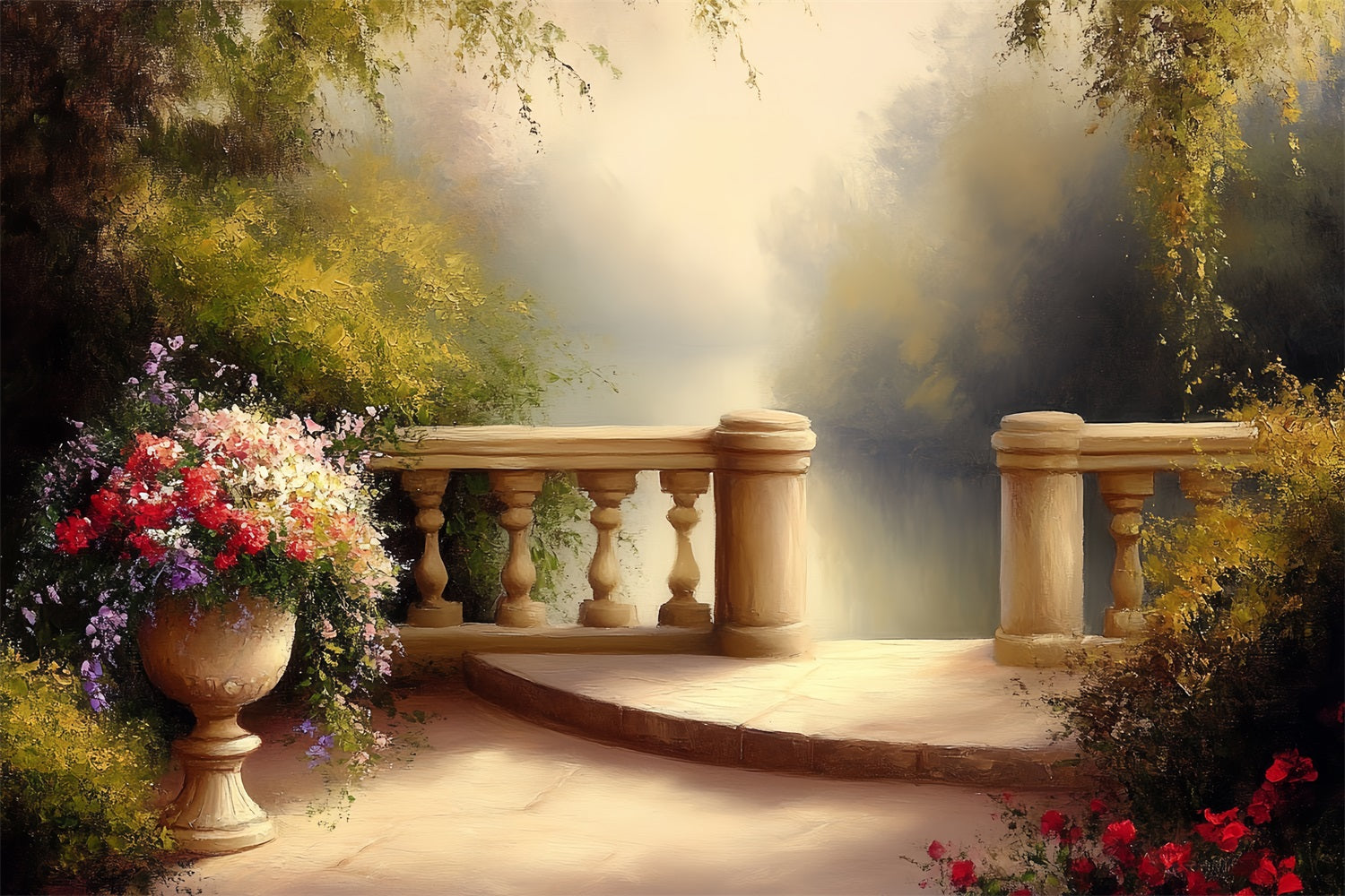 Vintage Backdrop Photography Garden Terrace Floral Backdrop CSH4-286