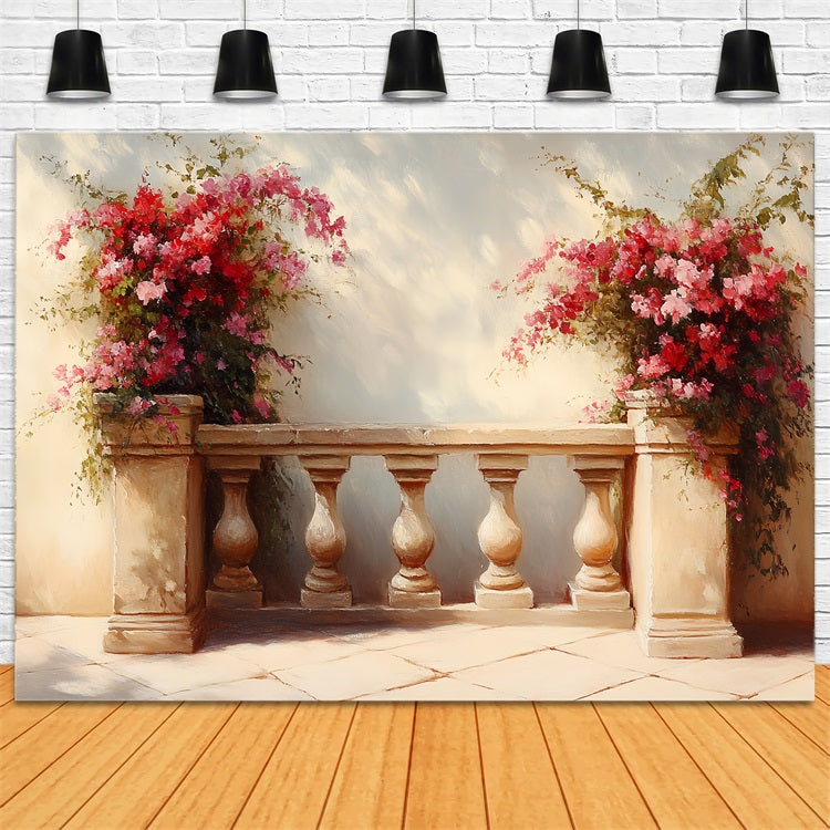 Vintage Photography Backdrop Courtyard Flowers Sunlight Backdrop CSH4-287