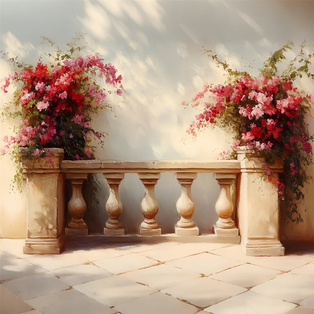 Vintage Photography Backdrop Courtyard Flowers Sunlight Backdrop CSH4-287