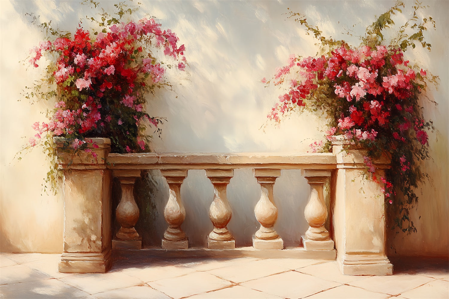 Vintage Photography Backdrop Courtyard Flowers Sunlight Backdrop CSH4-287