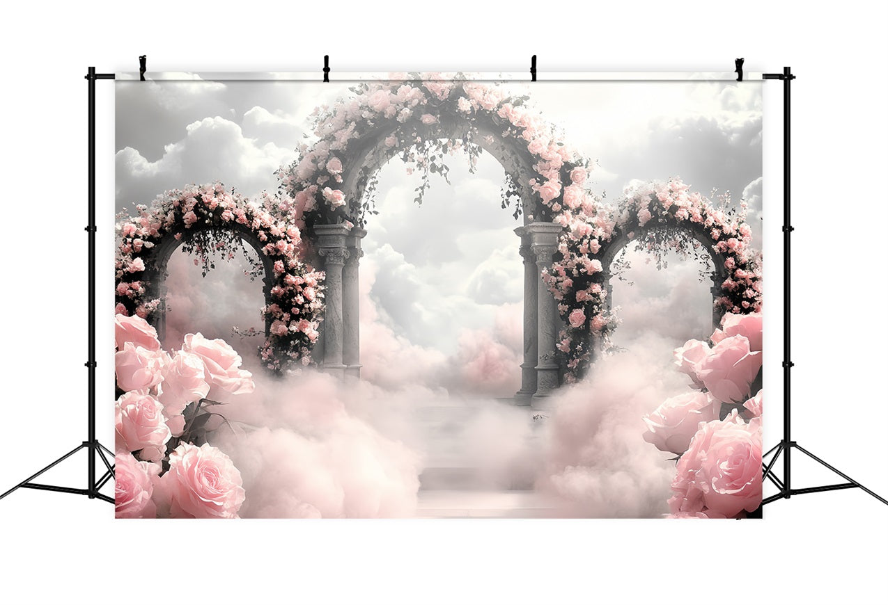 Vintage Backdrop Ideas Rose Paradise Stone Arches Backdrop CSH4-290