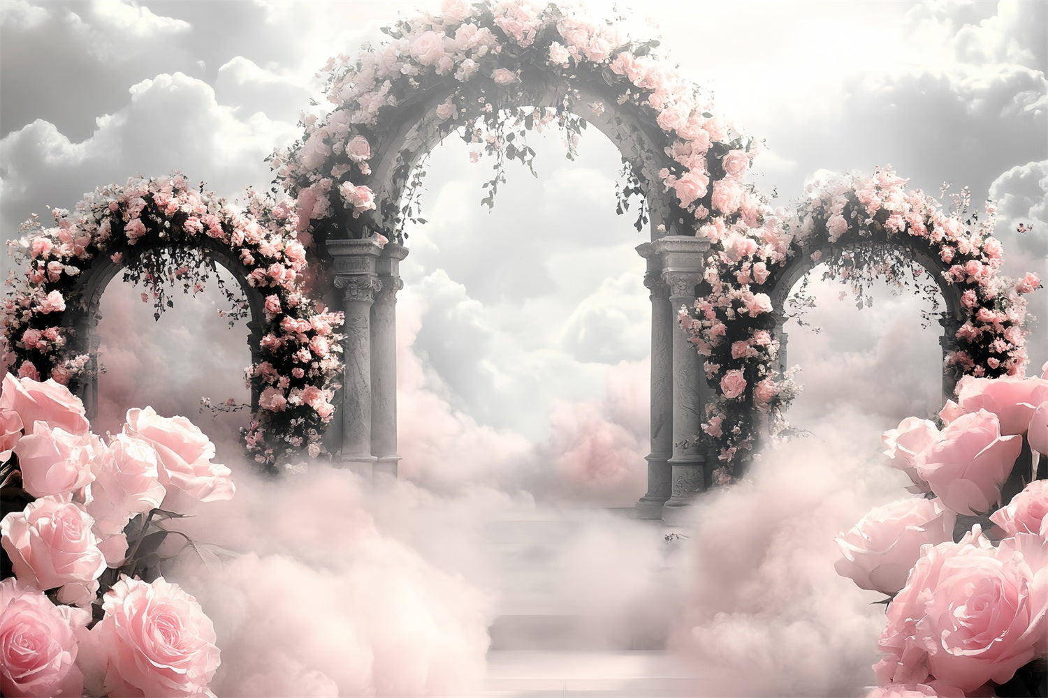 Vintage Backdrop Ideas Rose Paradise Stone Arches Backdrop CSH4-290