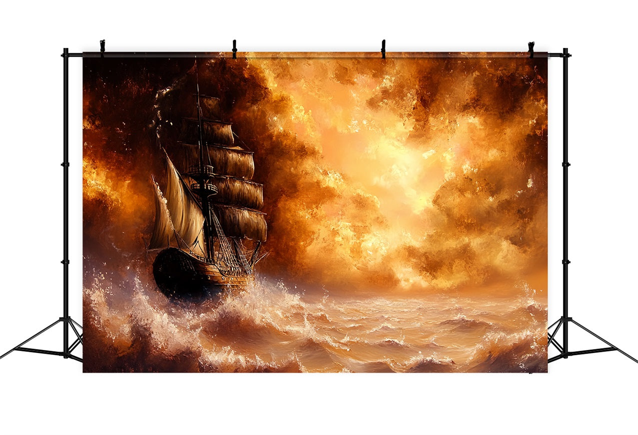 Vintage Backdrop Photography Stormy Sea Sailing Ship Backdrop CSH4-291