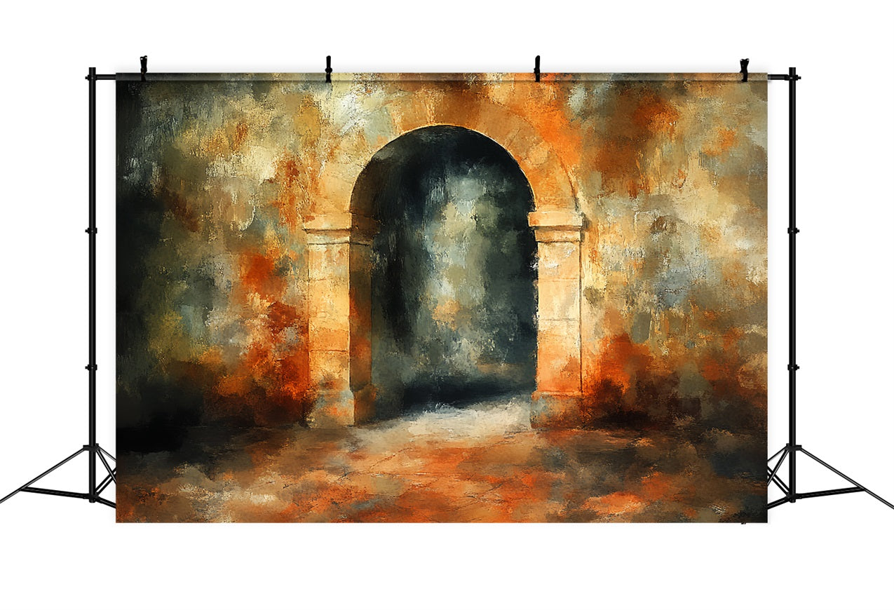 Vintage Photo Backdrop Rustic Stone Archway Backdrop CSH4-293
