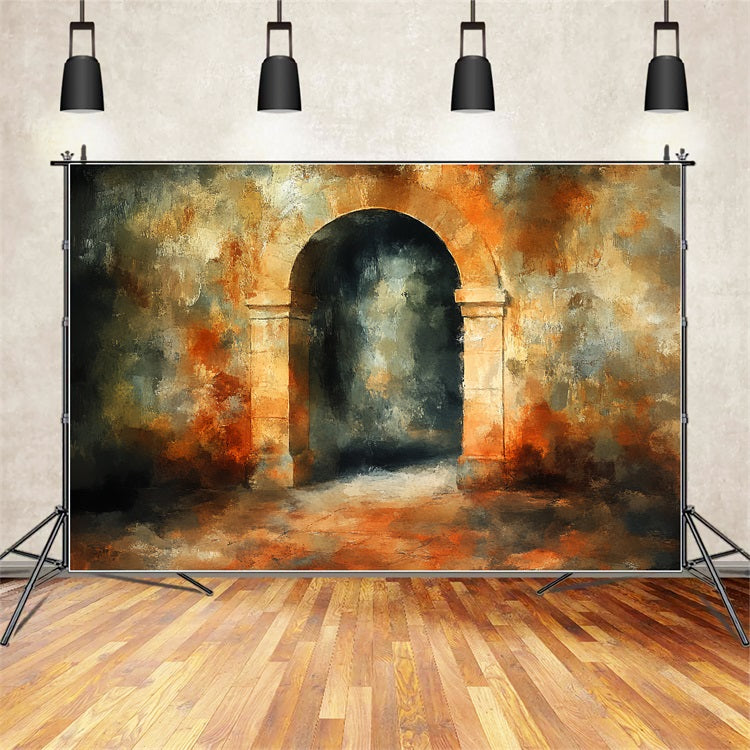 Vintage Photo Backdrop Rustic Stone Archway Backdrop CSH4-293