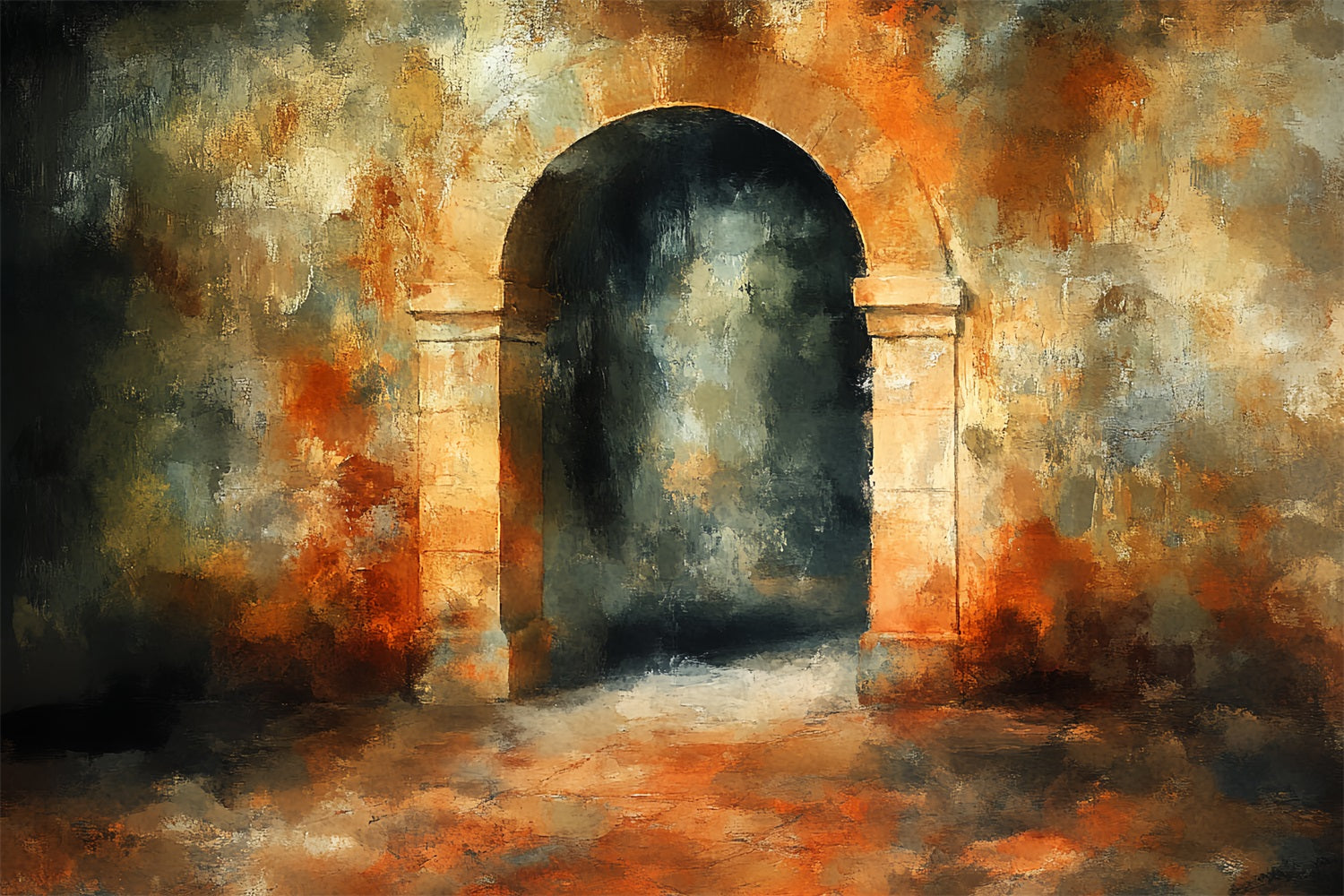 Vintage Photo Backdrop Rustic Stone Archway Backdrop CSH4-293