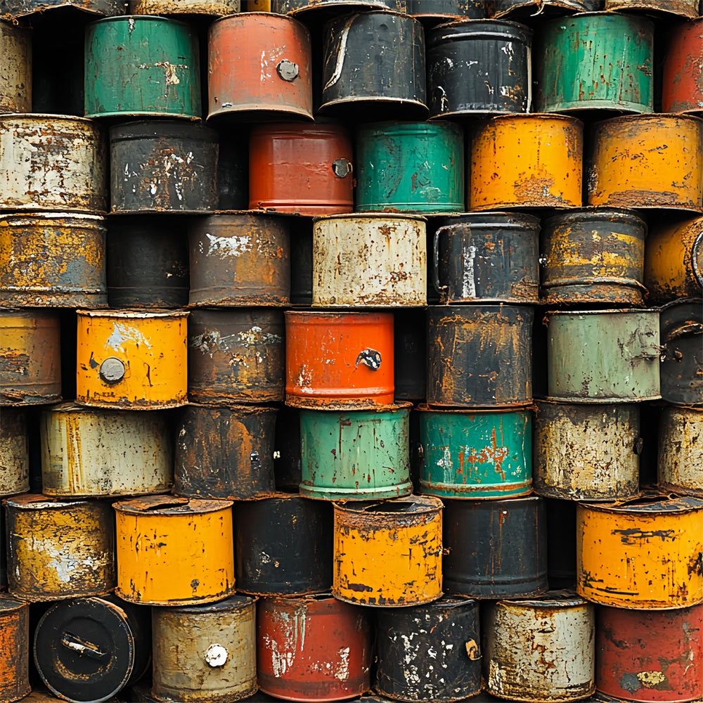 Vintage Backdrop Oil Barrel Wall Backdrop CSH4-303