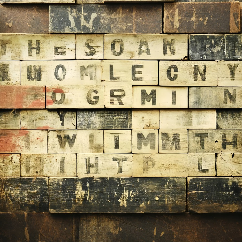 Old School Photo Backdrop Alphabet Tiles Vintage Backdrop CSH4-308