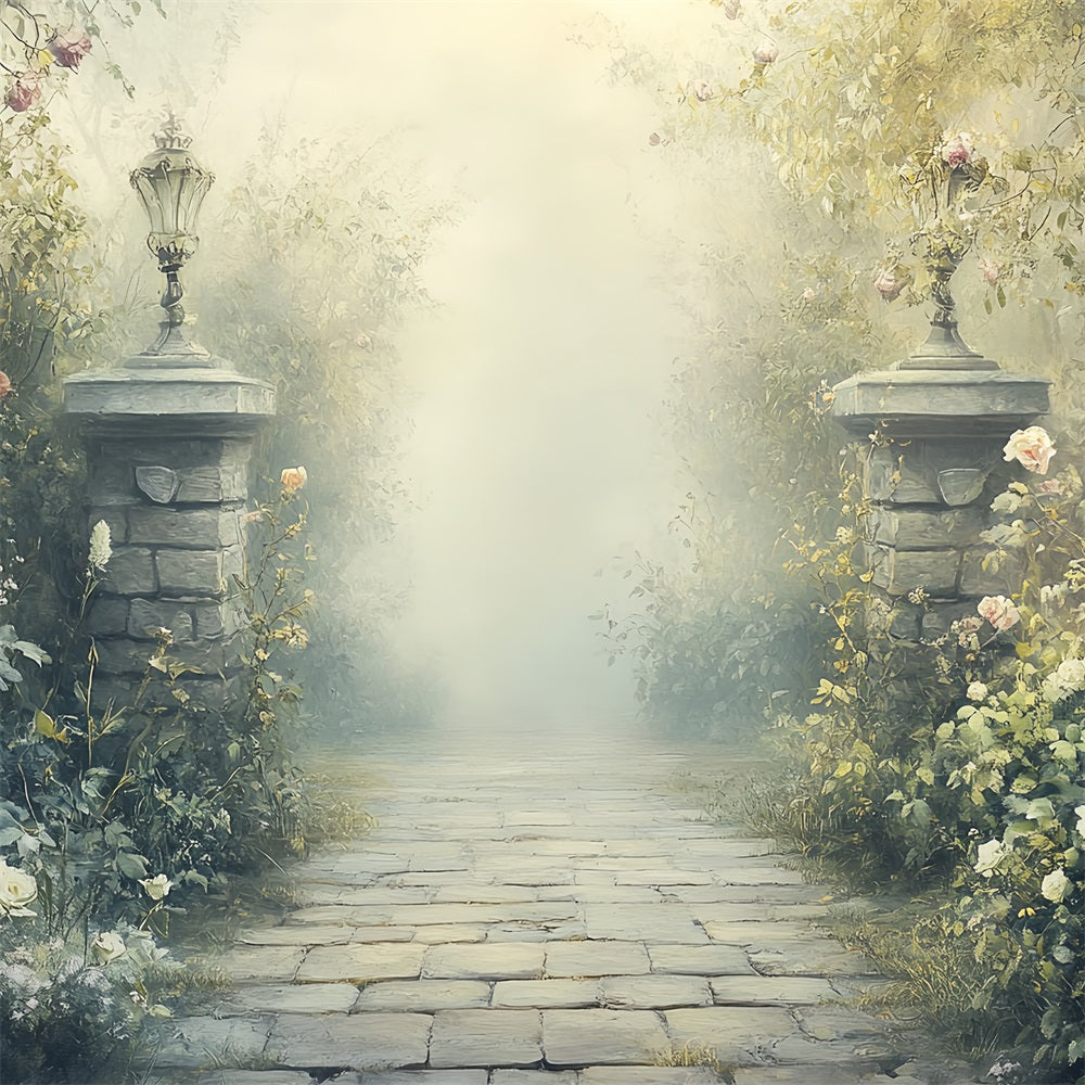 Vintage Backdrops For Photography Pillars Garden Pathway Backdrop CSH4-310