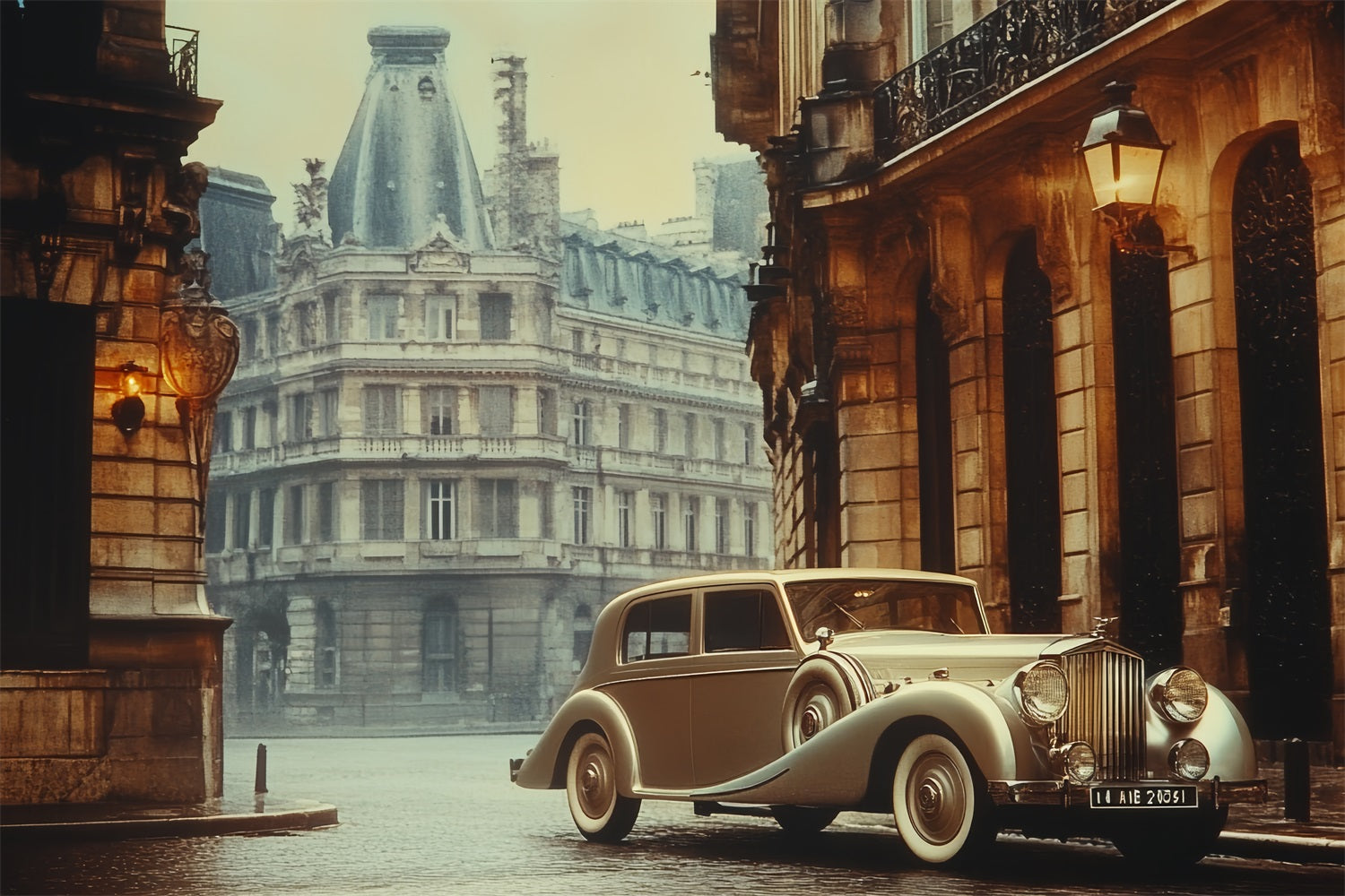 Retro Photo Backdrops Parisian Car Vintage Backdrop CSH4-318