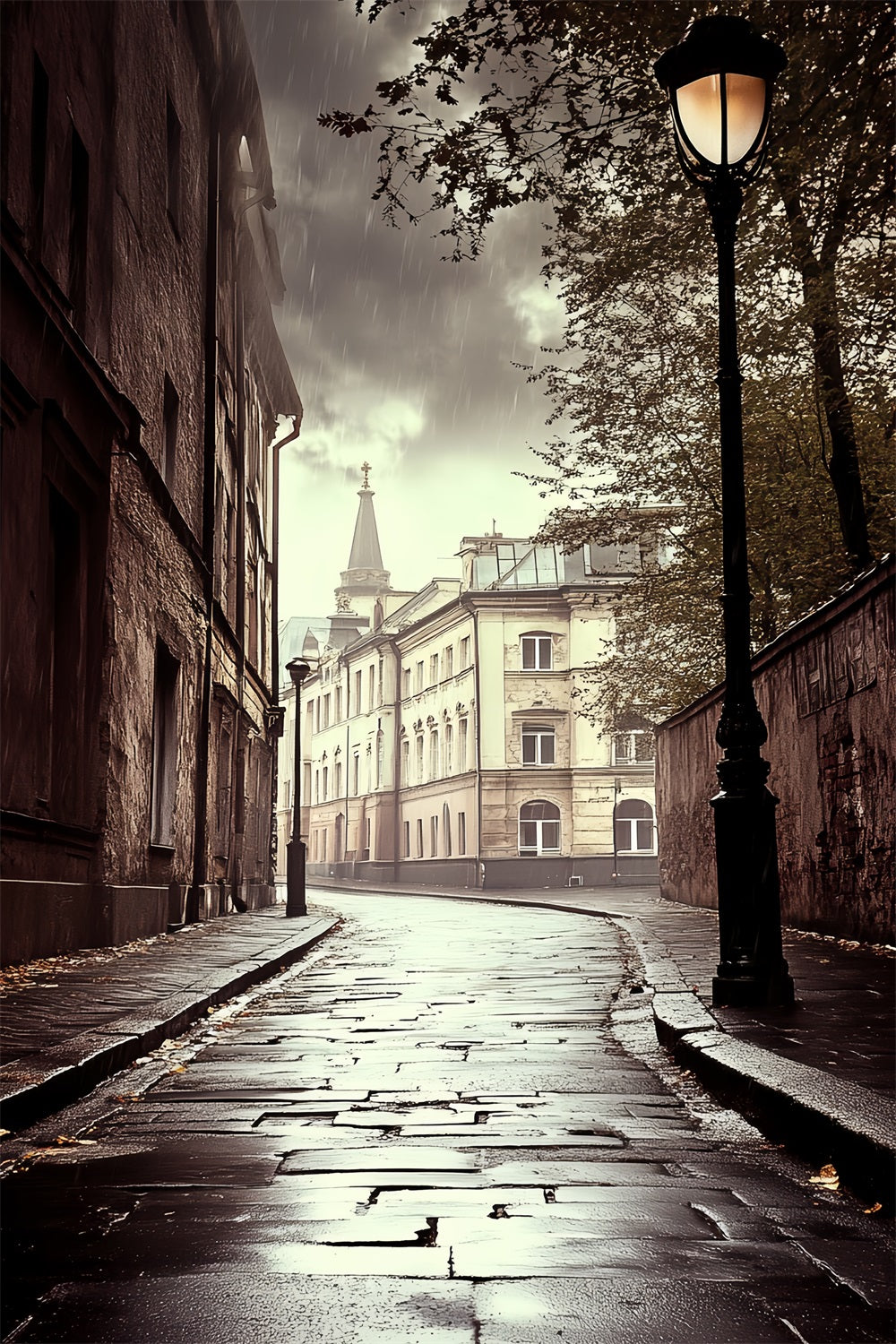 Backdrops Vintage Rainy Alley Vintage City Backdrop CSH4-321