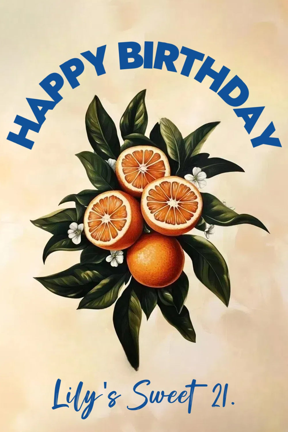 Personalized 21st Birthday Backdrop Juicy Citrus Green Leaves Backdrop CSH4-35