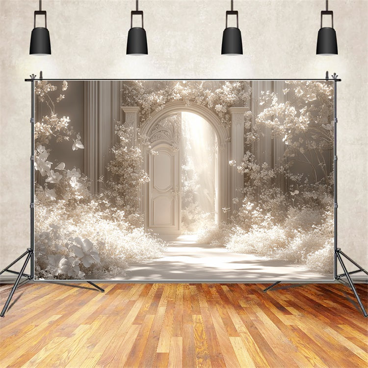 Castle Interior Backdrop White Floral Fantasy Archway Backdrop CSH4-358